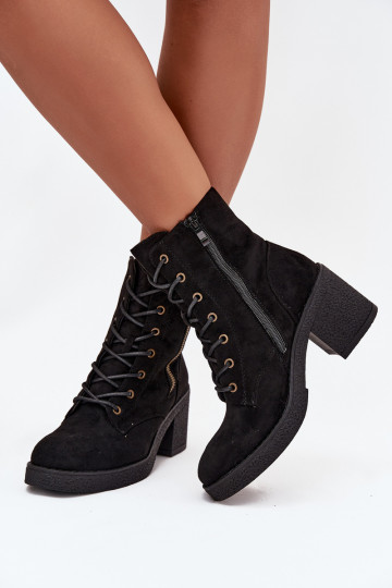 calentamiento Botas de mujer con un encaje y cremallerasami de color negro Paressa