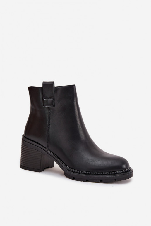 calentamiento Botas de mujer de cuero ecológico con tacones de color negro Alvena calentamiento Botas de mujer de cuero ecológico con tacones de color negro Alvena