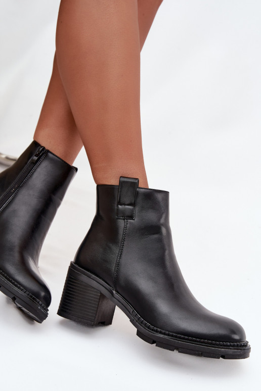 calentamiento Botas de mujer de cuero ecológico con tacones de color negro Alvena calentamiento Botas de mujer de cuero ecológico con tacones de color negro Alvena