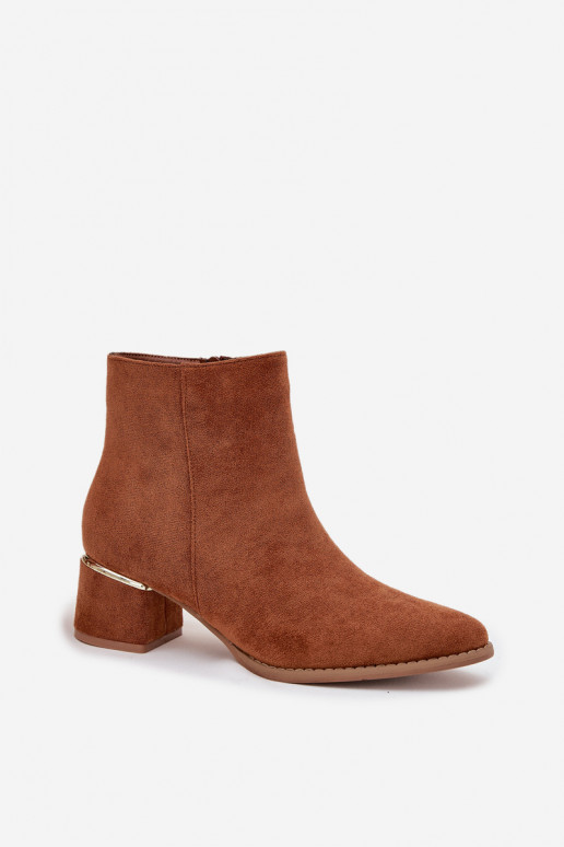 Botas de mujer con tacones Ze color doradom Elemento calentamiento color marrón Nolessa