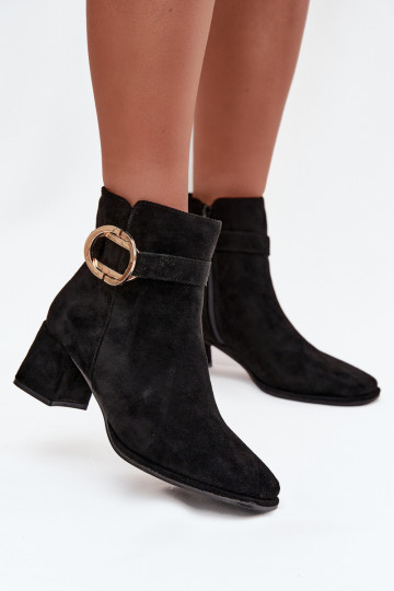 Botas de mujer con hebillas doradas de color negro Calissa 2