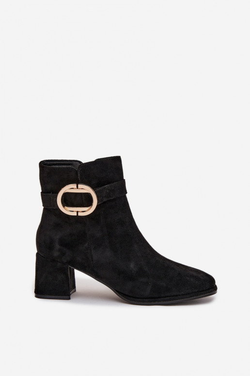 Botas de mujer con hebillas doradas de color negro Calissa