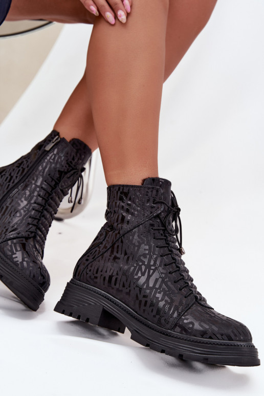 Piel botines de trabajo Femenino calentamiento Al castillo Artiker 57C2257 de color negro