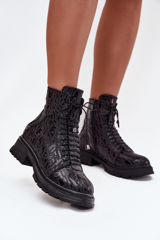 Piel botines de trabajo Femenino calentamiento Al castillo Artiker 57C2257 de color negro