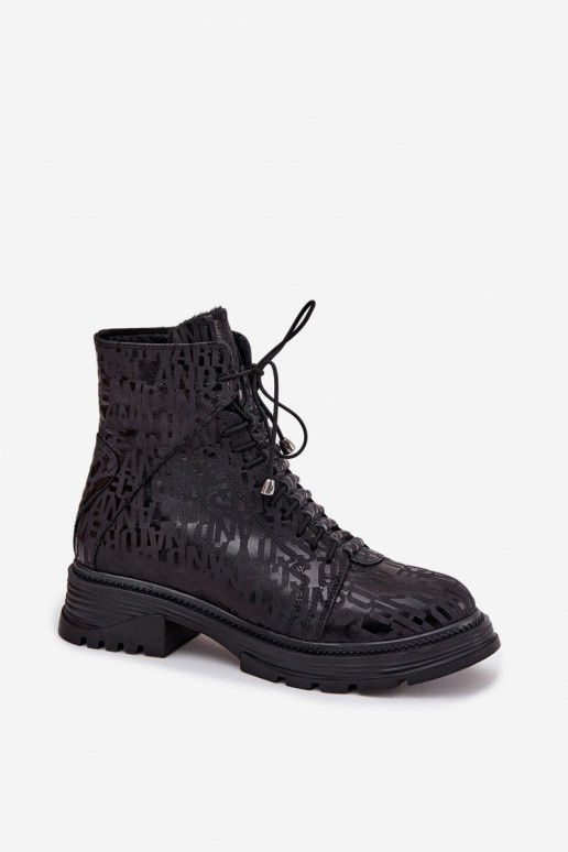 Piel botines de trabajo Femenino calentamiento Al castillo Artiker 57C2257 de color negro