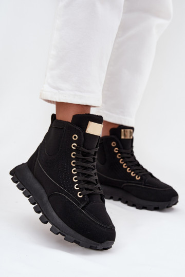 calentamiento zapatos Femenino con una plataforma de color negro Tiene querivira 2