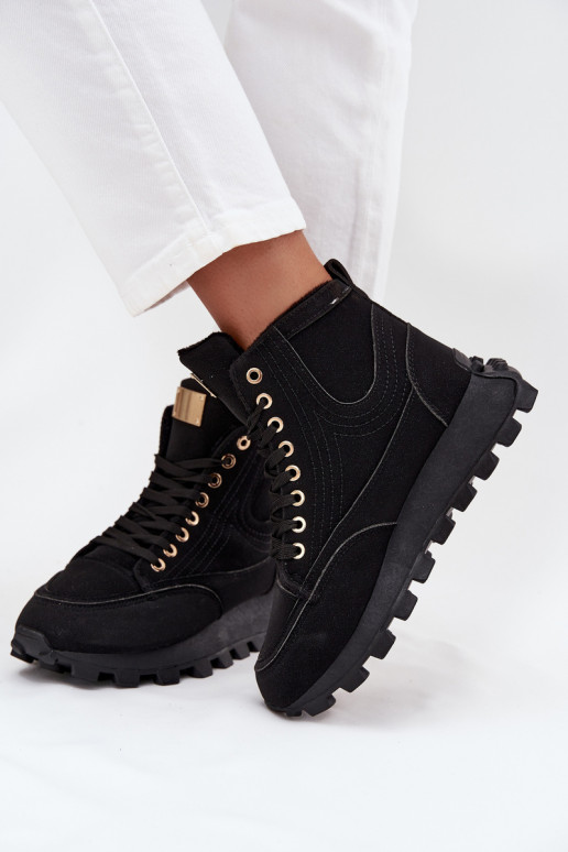 calentamiento zapatos Femenino con una plataforma de color negro Tiene querivira