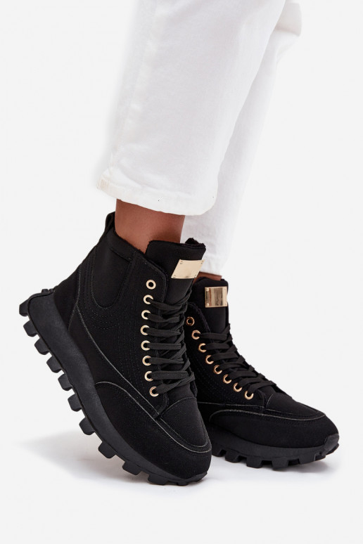 calentamiento zapatos Femenino con una plataforma de color negro Tiene querivira