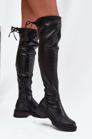 botas de mujer por encima de la rodilla con detalles elegantes de color negro Rylissa 2