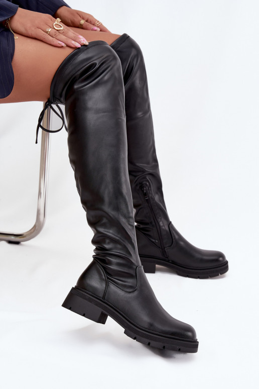 botas de mujer por encima de la rodilla con detalles elegantes de color negro Rylissa botas de mujer por encima de la rodilla con detalles elegantes de color negro Rylissa