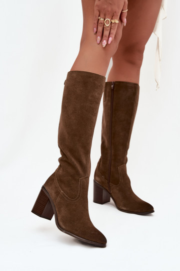 botas de mujerActivadoturalnego de gamuzau calentamiento Obcas Słupek Sergio Leone KZ25668-S color verde