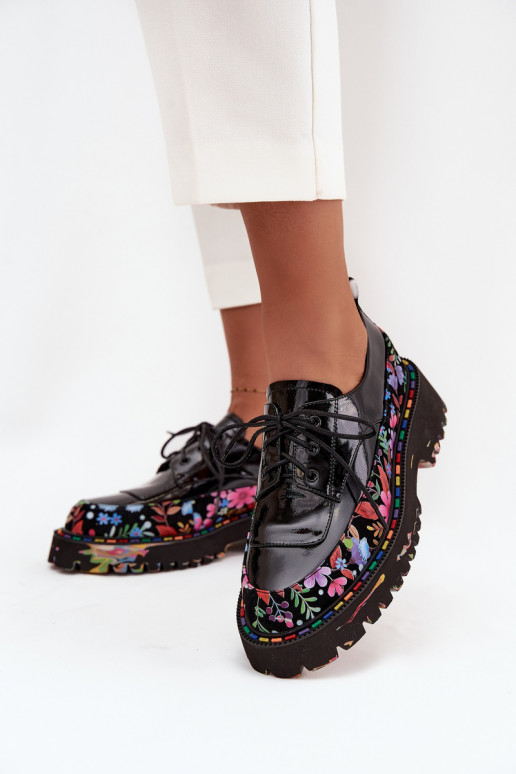 con efecto barniz zapatosActivadoturalnej Skóry con escritos Artiker 57C0174 de color negro