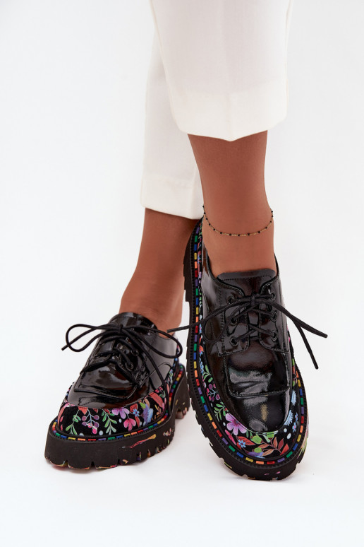 con efecto barniz zapatosActivadoturalnej Skóry con escritos Artiker 57C0174 de color negro