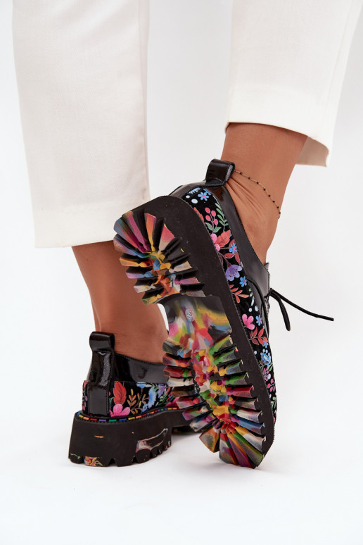 con efecto barniz zapatosActivadoturalnej Skóry con escritos Artiker 57C0174 de color negro