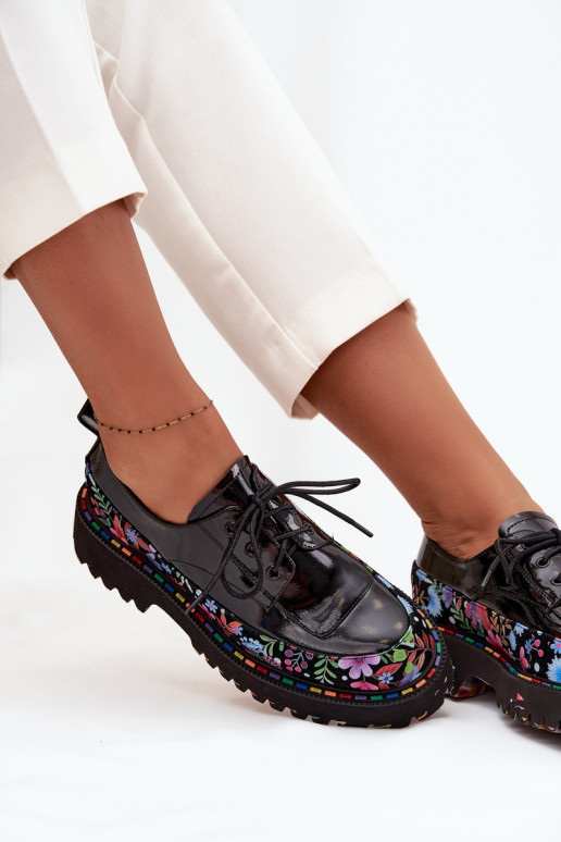 con efecto barniz zapatosActivadoturalnej Skóry con escritos Artiker 57C0174 de color negro