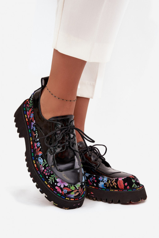 con efecto barniz zapatosActivadoturalnej Skóry con escritos Artiker 57C0174 de color negro