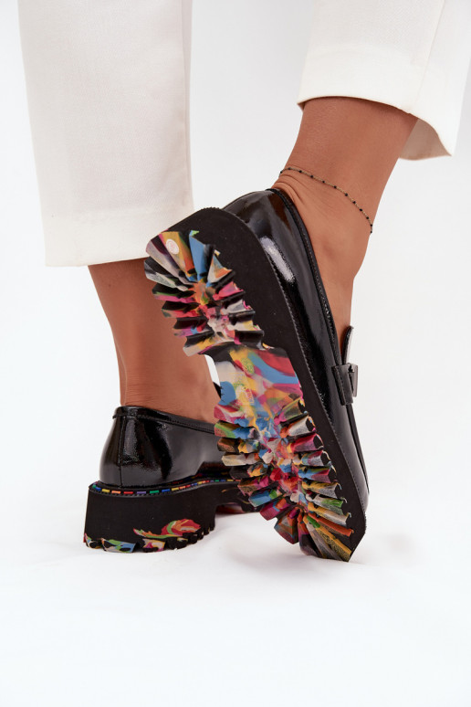 zapatos mocasines de mujercon efecto barnizj Skóry Artiker 57C0070 de color negro