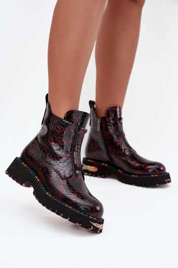 con efecto barniz Botas de mujerActivadoturalnej Skóry calentamiento Artiker 57C0165 borgoña