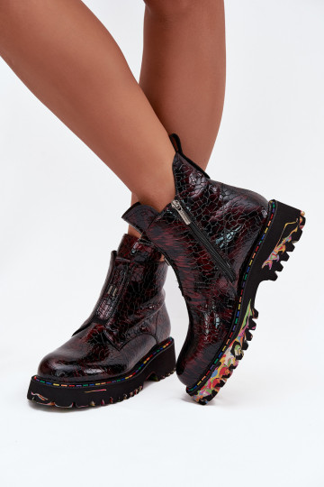 con efecto barniz Botas de mujerActivadoturalnej Skóry calentamiento Artiker 57C0165 borgoña 2