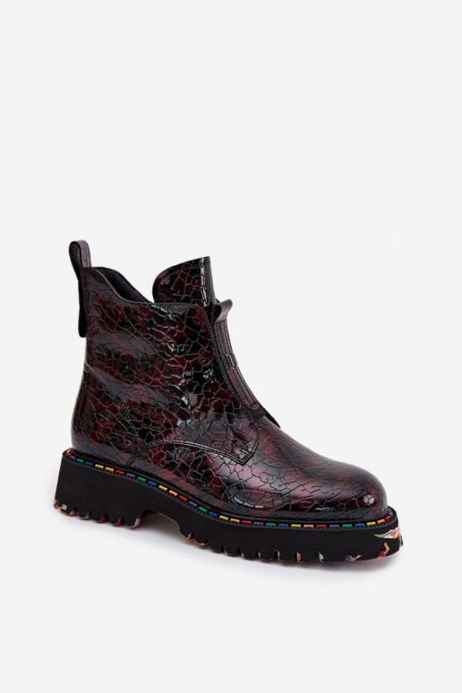 con efecto barniz Botas de mujerActivadoturalnej Skóry calentamiento Artiker 57C0165 borgoña