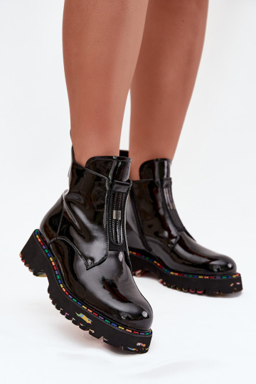 con efecto barniz Botas de mujerActivadoturalnej Skóry calentamiento Artiker 57C0166 de color negro 2