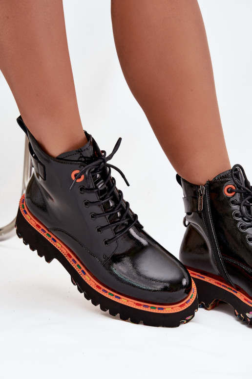 Botas de mujercon efecto barnizj Skóry Activadoturalnej calentamiento Artiker 57C0061 de color negro