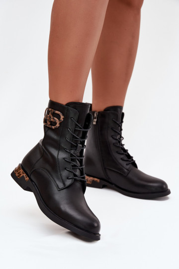 Piel Botas de mujer con tacones anchos con adornos calentamiento Artiker 57C1064 de color negro