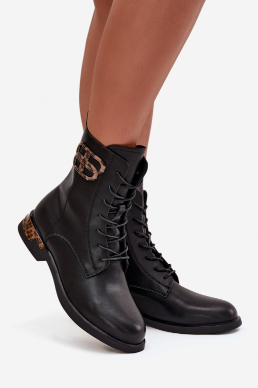 Piel Botas de mujer con tacones anchos con adornos calentamiento Artiker 57C1064 de color negro