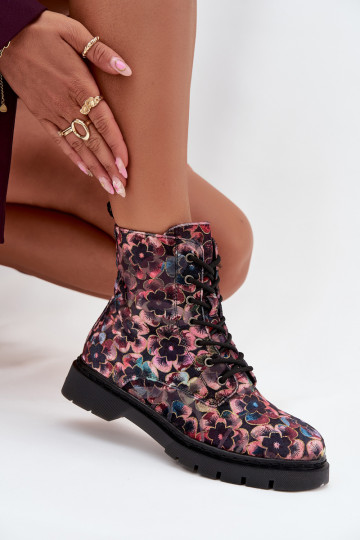 Botas de mujer calentamiento con flores Artiker 57C1051 color rosa