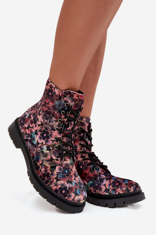 Botas de mujer calentamiento con flores Artiker 57C1051 color rosa