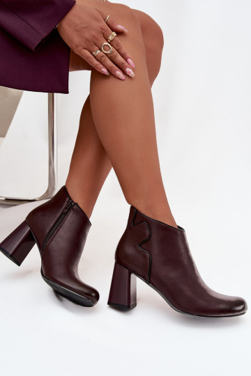 Piel Botas calentamiento con tacones borgoña Ivessara