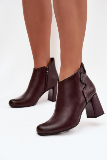 Piel Botas calentamiento con tacones borgoña Ivessara 2