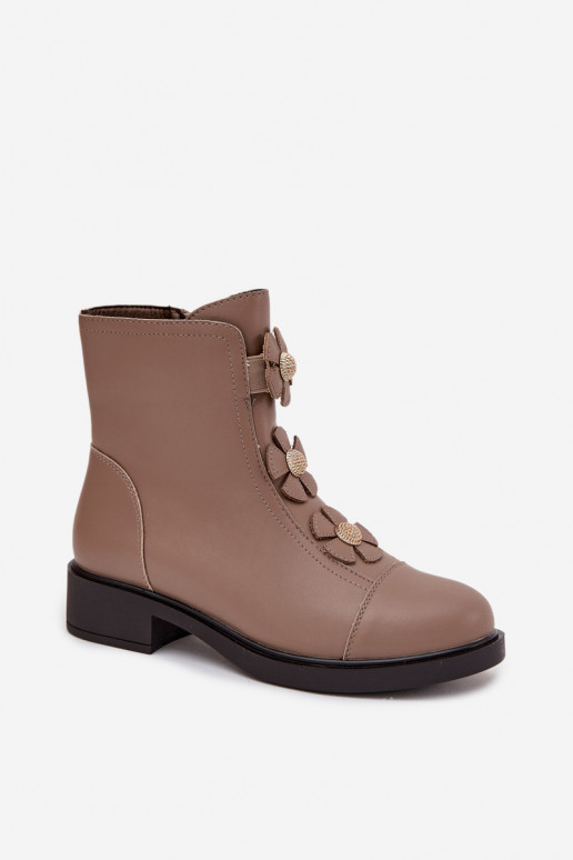 Piel Botas de mujer Con decoracionesi con motivos floraleskami calentamiento beige Belverine