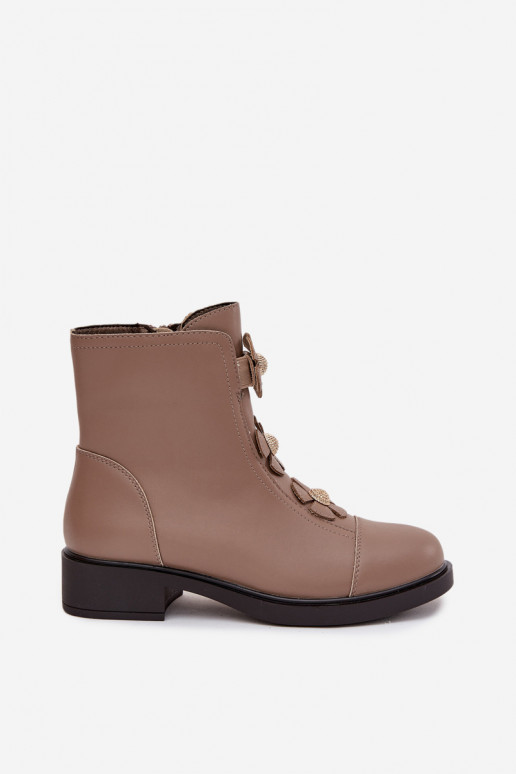 Piel Botas de mujer Con decoracionesi con motivos floraleskami calentamiento beige Belverine
