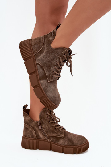 de gamuza zapatos de tacón bajo para mujer con una plataforma Big Star SS274594 beige