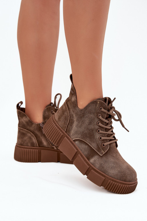 de gamuza zapatos de tacón bajo para mujer con una plataforma Big Star SS274594 beige