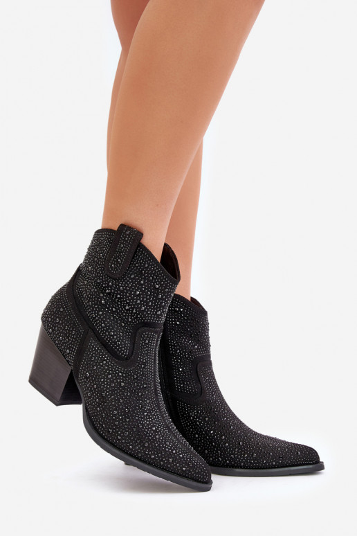 Decorado botas estilo vaquero con taconesNoskami con narices puntiagudas S.Barski HY42-121 de color negro