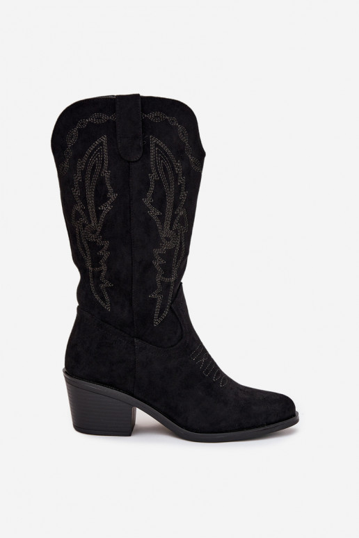 botas largas para mujer estilo vaquero con tacones acolchadas Vinceza 16508 color negro botas largas para mujer estilo vaquero con tacones acolchadas Vinceza 16508 color negro