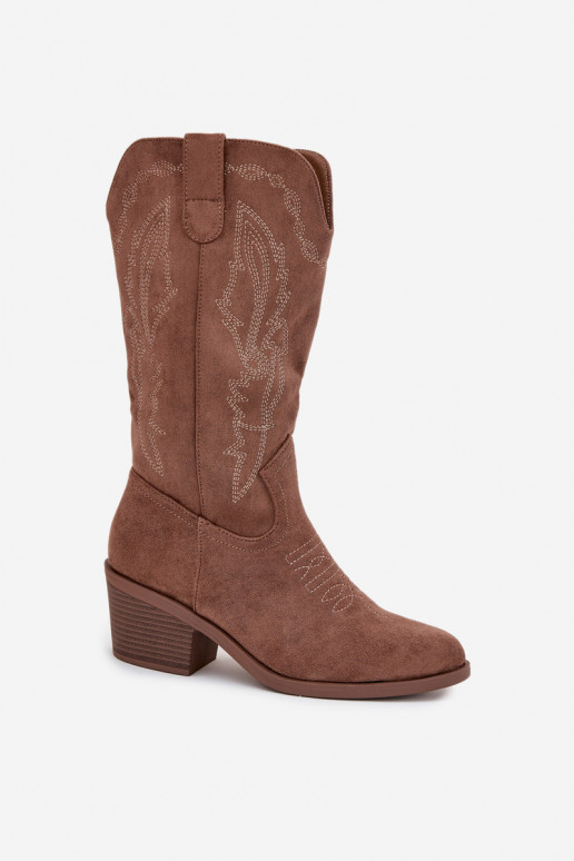 botas largas para mujer estilo vaquero con tacones acolchadas Vinceza 16508 color arena botas largas para mujer estilo vaquero con tacones acolchadas Vinceza 16508 color arena