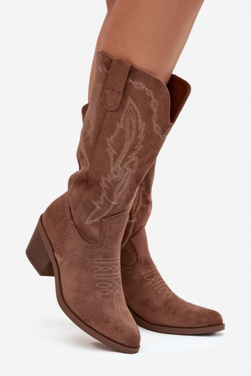 botas largas para mujer estilo vaquero con tacones acolchadas Vinceza 16508 color arena botas largas para mujer estilo vaquero con tacones acolchadas Vinceza 16508 color arena