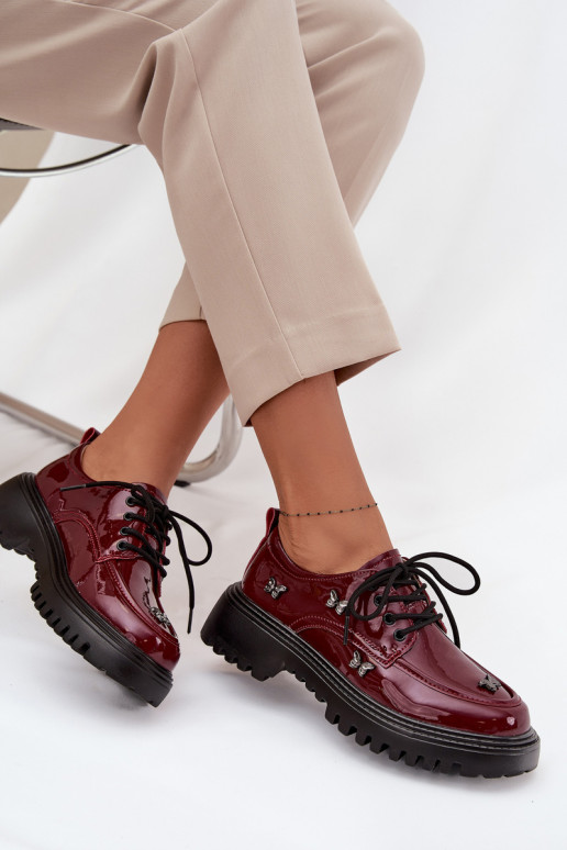 con efecto barniz Piel zapatos FemeninoPrzypinkami Artiker 57C0336 borgoña