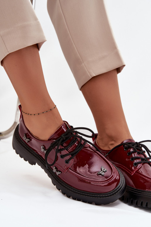 con efecto barniz Piel zapatos FemeninoPrzypinkami Artiker 57C0336 borgoña