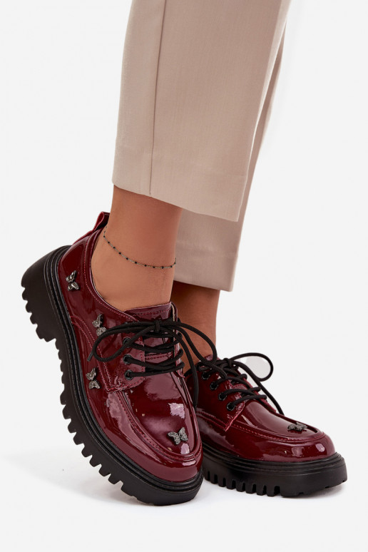 con efecto barniz Piel zapatos FemeninoPrzypinkami Artiker 57C0336 borgoña