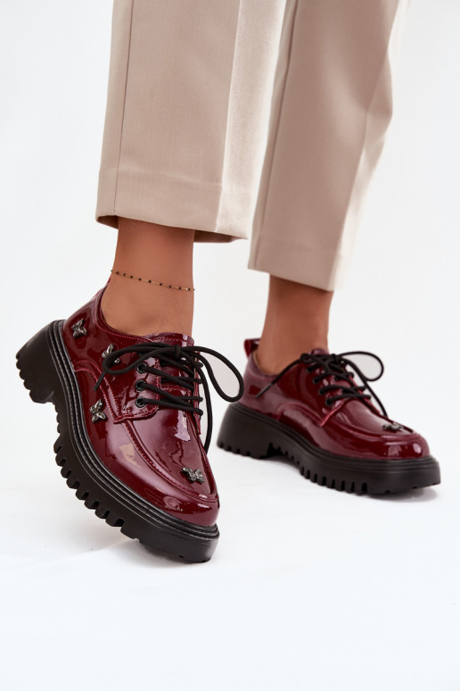 con efecto barniz Piel zapatos FemeninoPrzypinkami Artiker 57C0336 borgoña