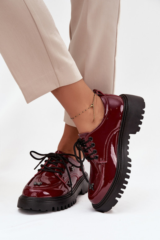 con efecto barniz Piel zapatos FemeninoPrzypinkami Artiker 57C0336 borgoña