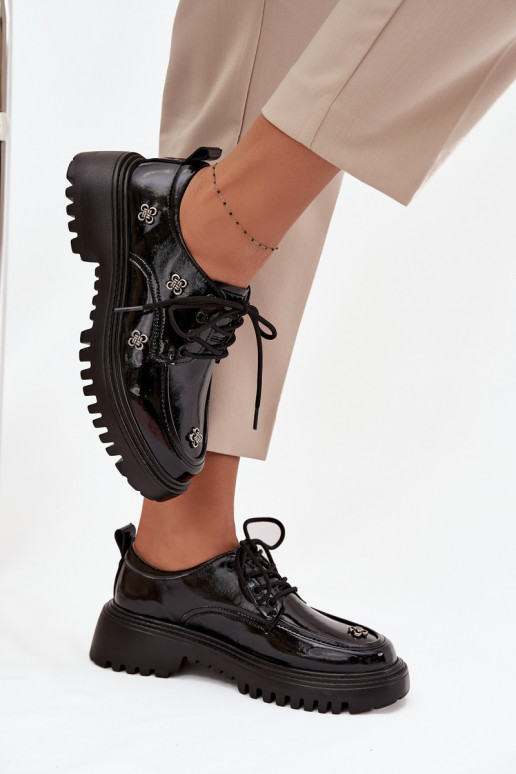 con efecto barniz Piel zapatos FemeninoPrzypinkami Artiker 57C0333 de color negro