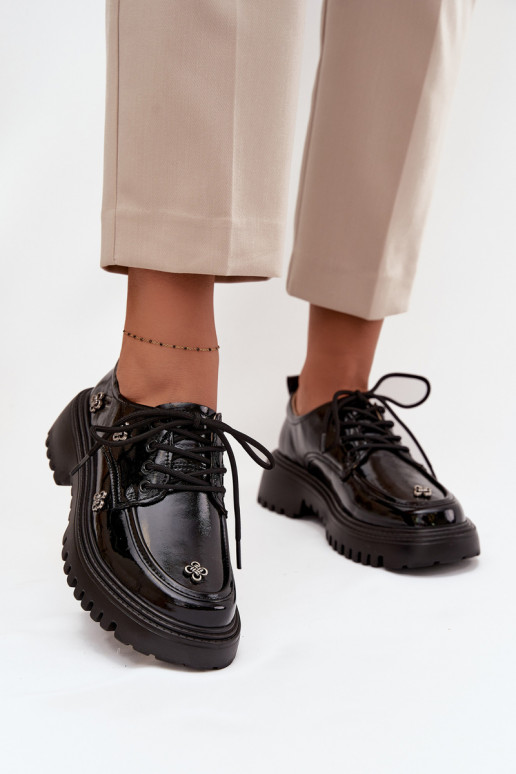 con efecto barniz Piel zapatos FemeninoPrzypinkami Artiker 57C0333 de color negro