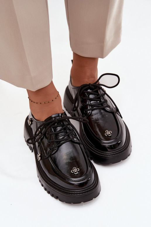 con efecto barniz Piel zapatos FemeninoPrzypinkami Artiker 57C0333 de color negro