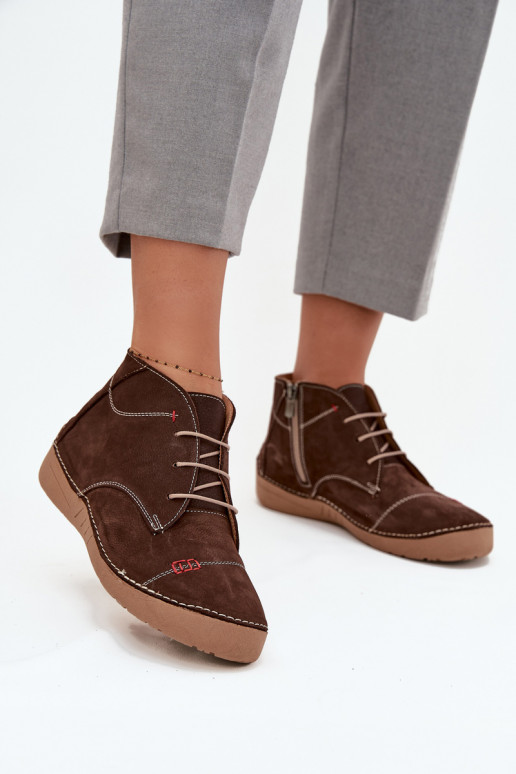 Piel zapatos FemeninoPrzeszyciami Al castillo Artiker 57C2117 color marrón