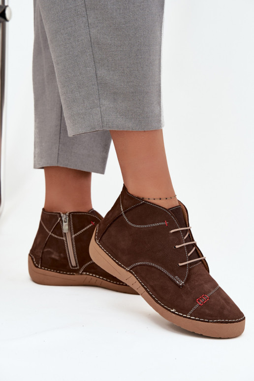 Piel zapatos FemeninoPrzeszyciami Al castillo Artiker 57C2117 color marrón